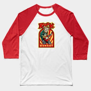 Rock n Roll Monkey Illustration Baseball T-Shirt